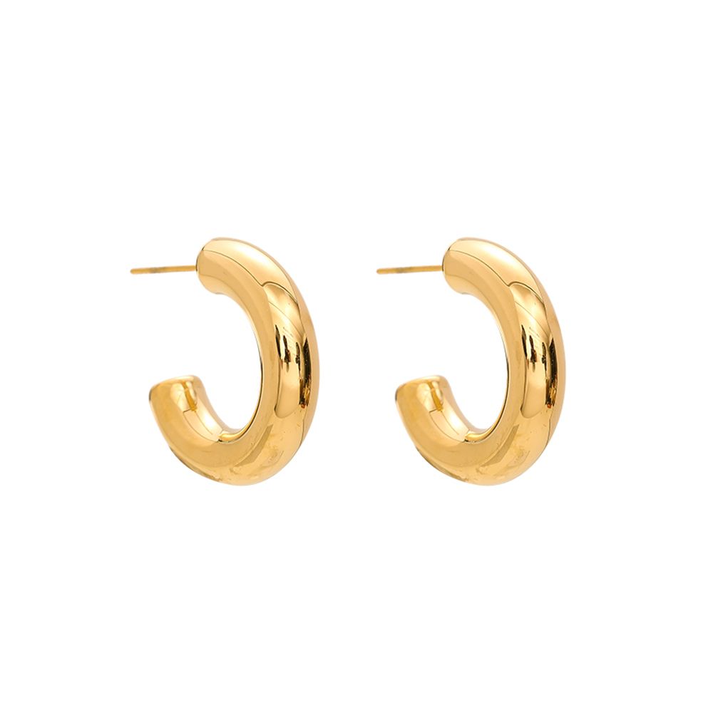 Half-moon stainless steel gold hoops