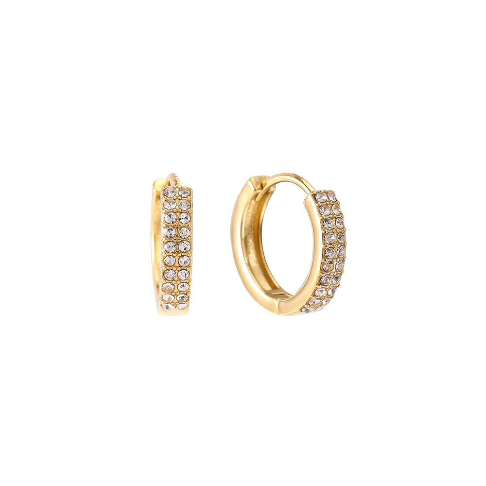 Gold double diamond earrings