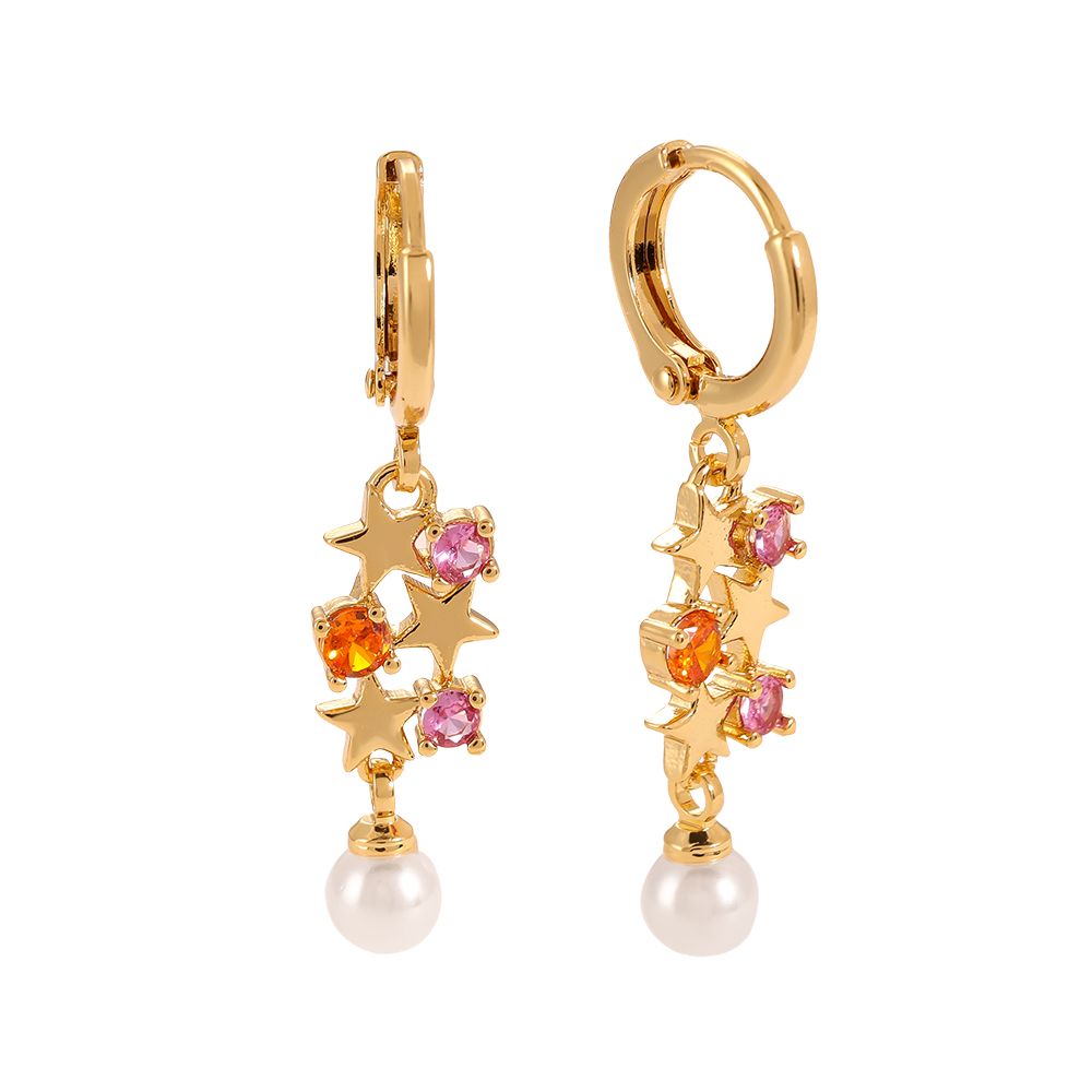 Diamond star and hoop earrings