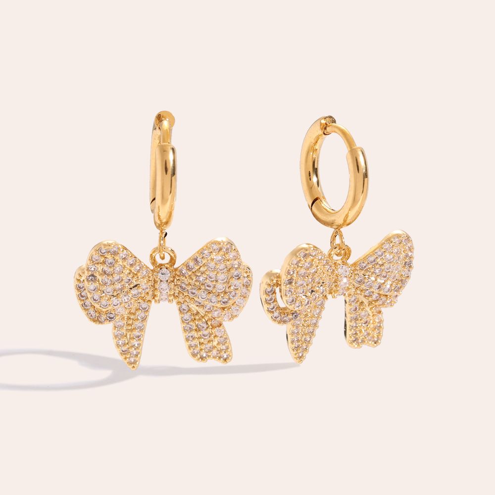 Gold bow earrings