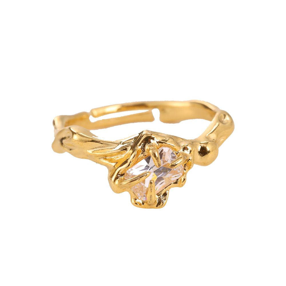 Stainless steel lava cube ring