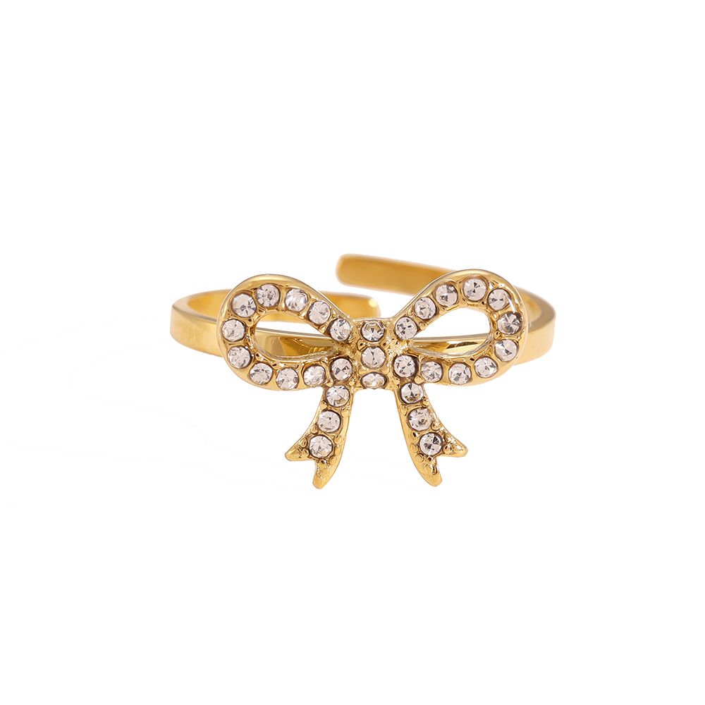 Gold bowtie diamond ring