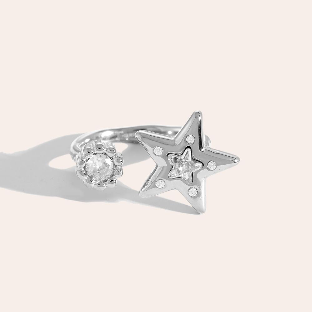 Silver star ring