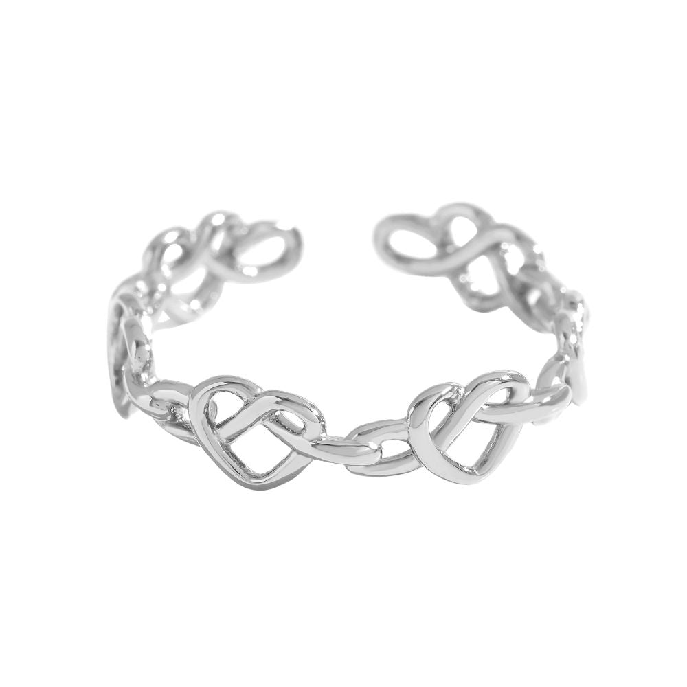Silver chained heart ring