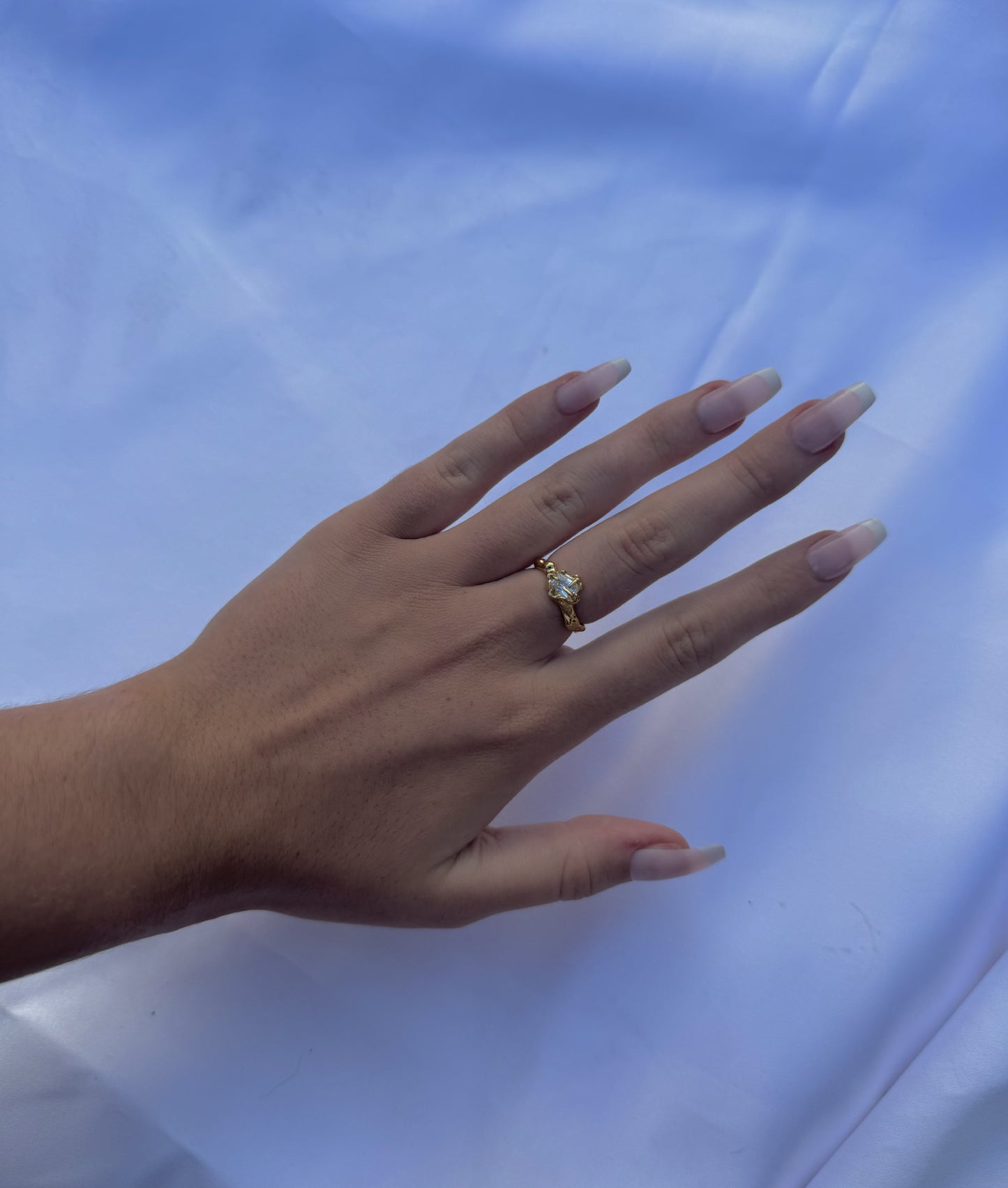Stainless steel lava cube ring