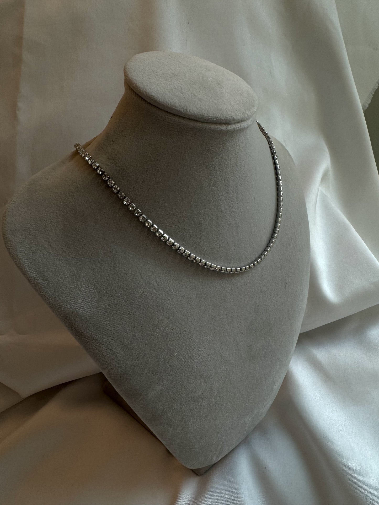 Silver diamond chain necklace