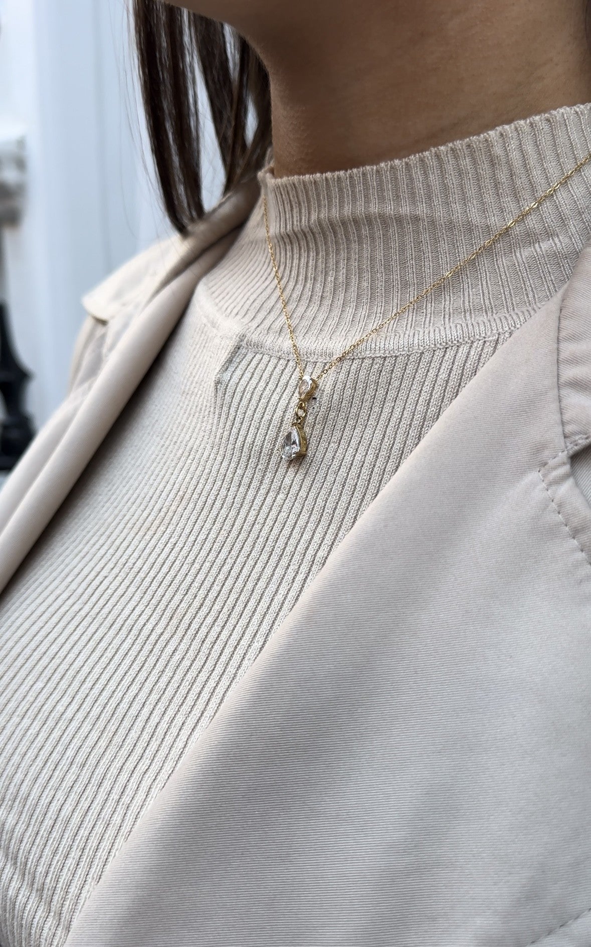 Diamond stainless steel necklace