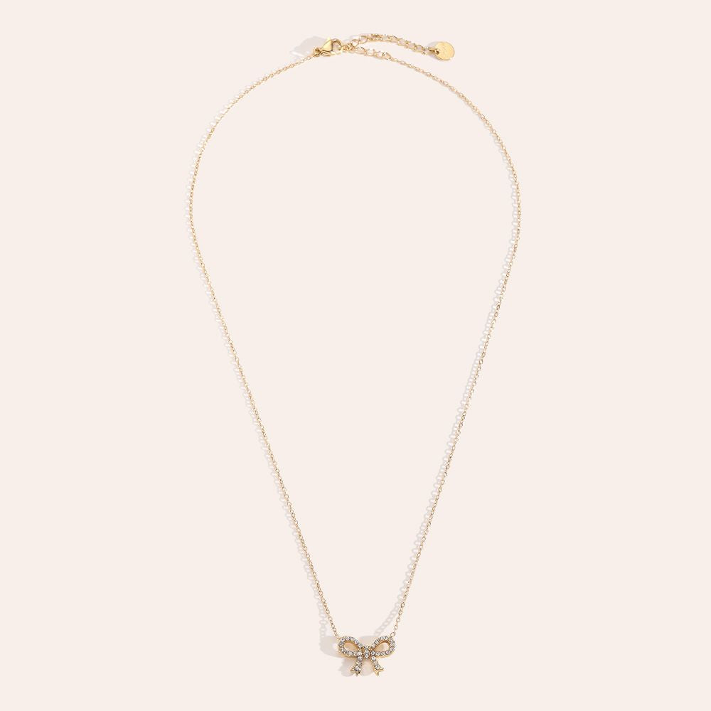 Gold bow necklace