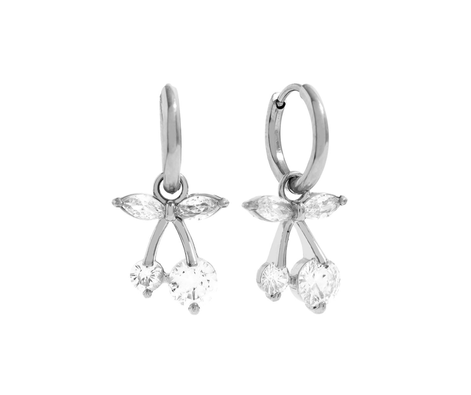 Silver cherry earrings