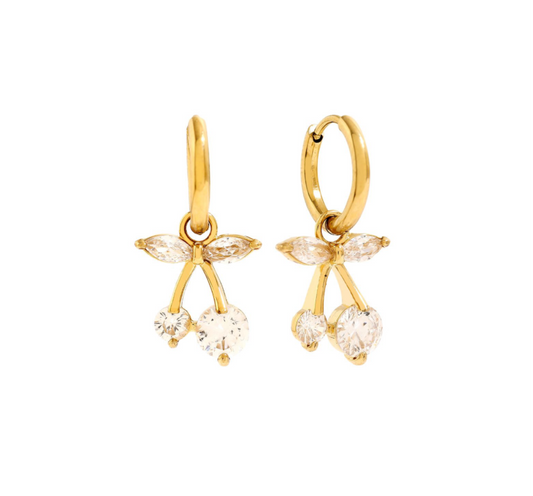 Gold cherry earrings